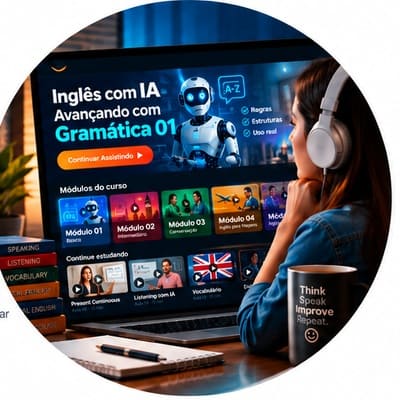 Exemplo do ambiente do curso de inglês white label